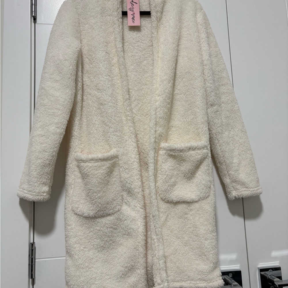 Cozy Plush Open-Front Women's Coatigan - Cream